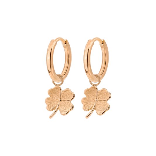 Lucky Clover Hoop Set Small Oro Rosa