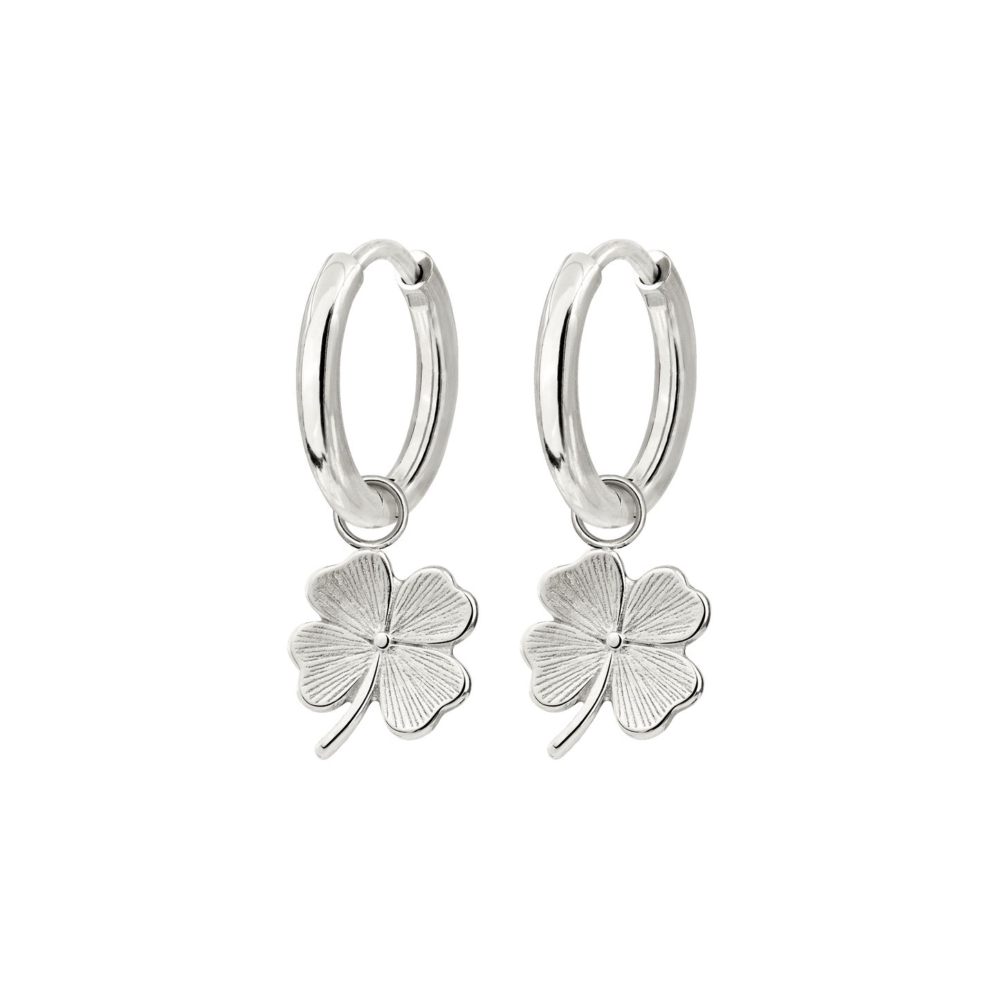 Lucky Clover Hoop Set Small Argento