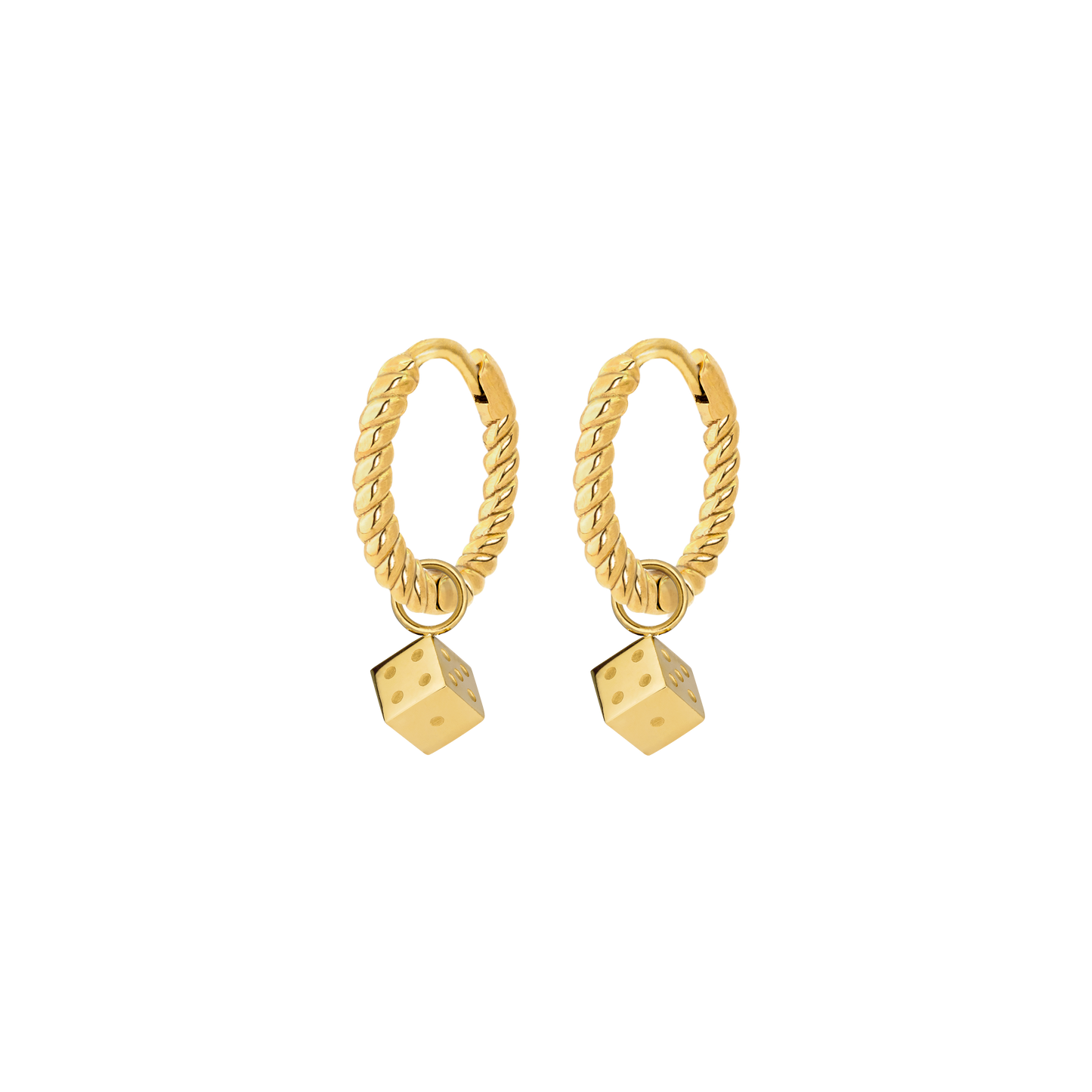 Lucky Dice Twisted Hoop Set Baby Oro