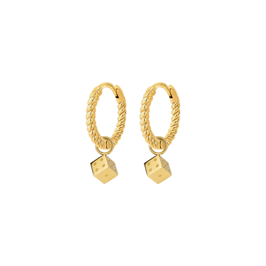 Lucky Dice Twisted Hoop Set Baby Oro