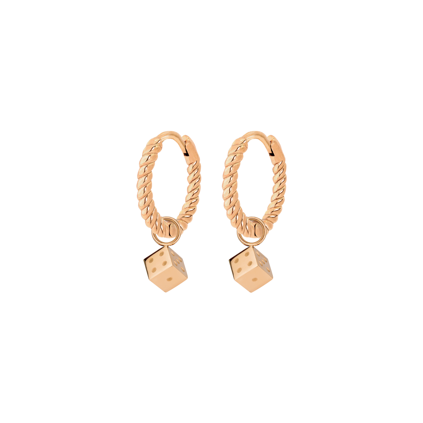 Lucky Dice Twisted Hoop Set Baby Oro Rosa