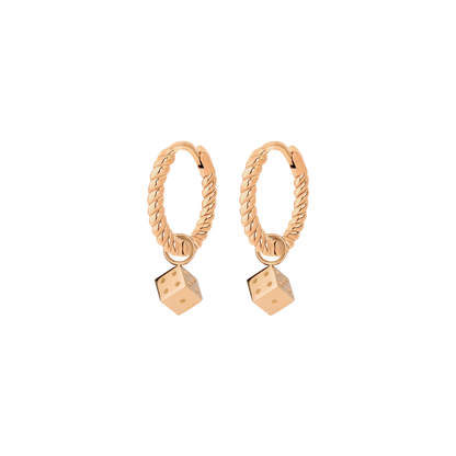 Lucky Dice Twisted Hoop Set Baby Oro Rosa