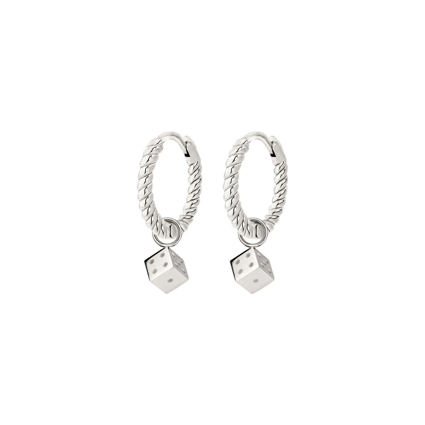 Lucky Dice Twisted Hoop Set Baby Argento