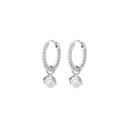 Lucky Dice Twisted Hoop Set Baby Argento