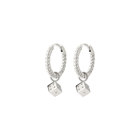 Lucky Dice Twisted Hoop Set Baby Argento