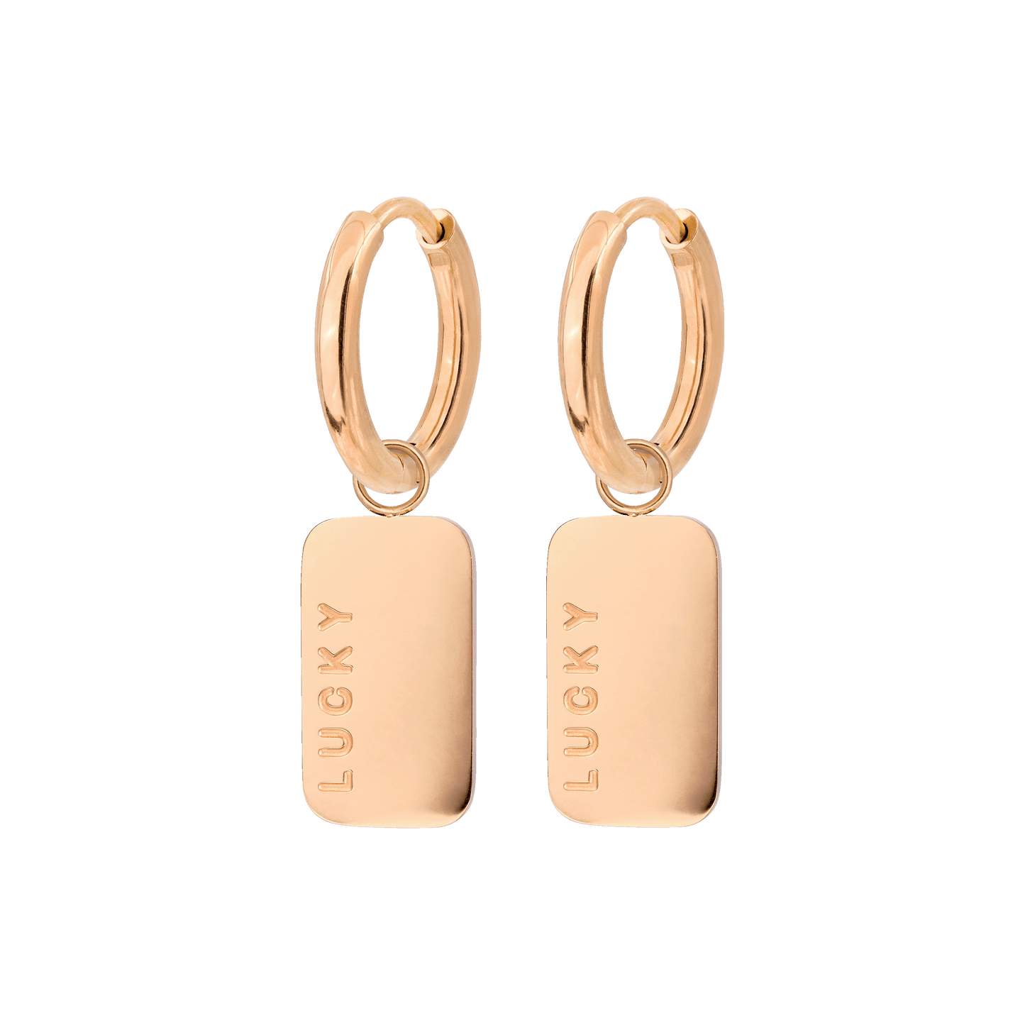 Lucky Pendant Hoop Set Small Oro Rosa