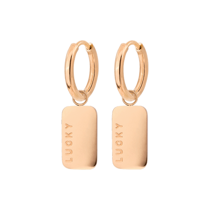 Lucky Pendant Hoop Set Small Oro Rosa