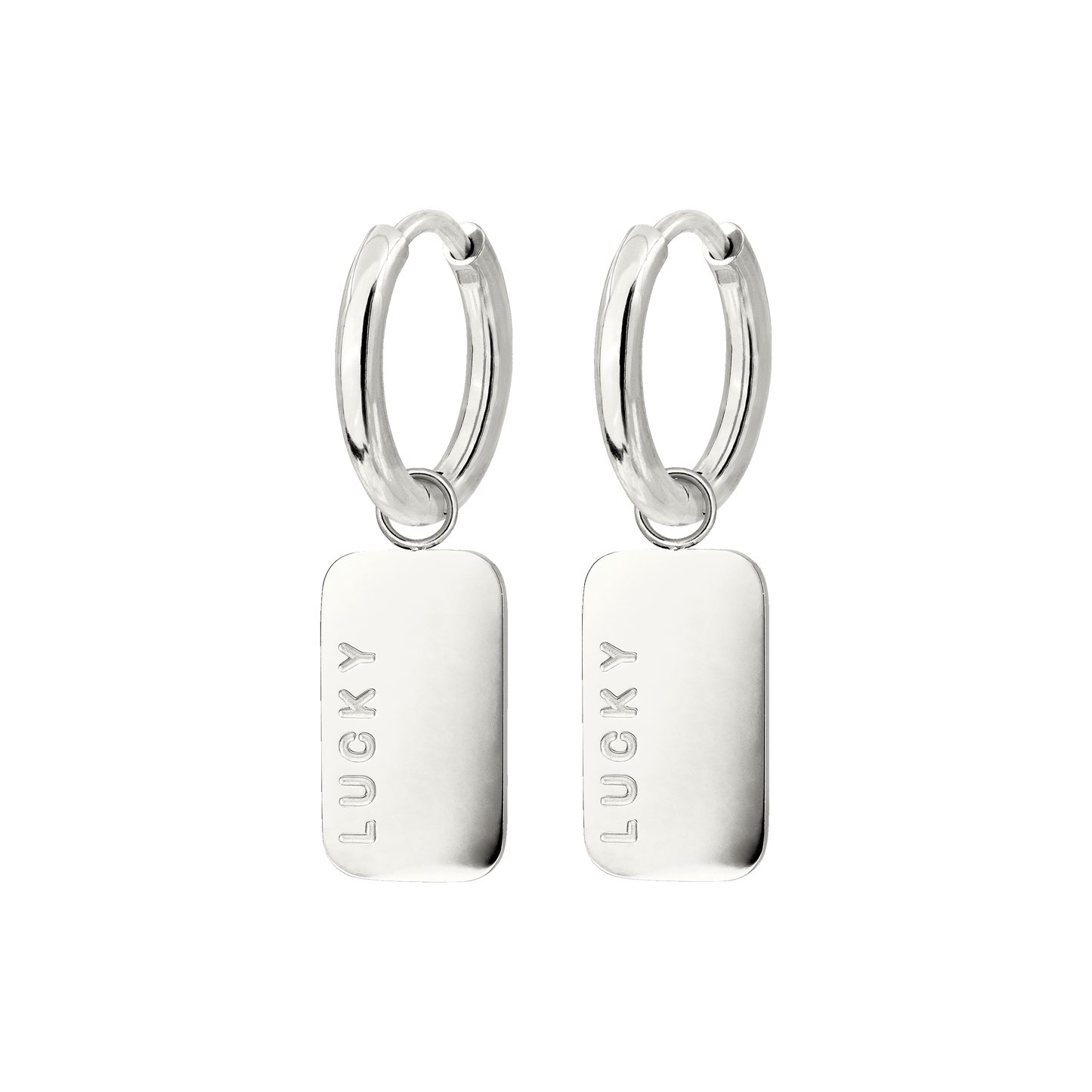 Lucky Pendant Hoop Set Small Argento