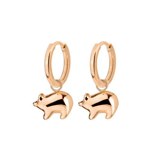 Piggy Hoop Set Small Oro Rosa