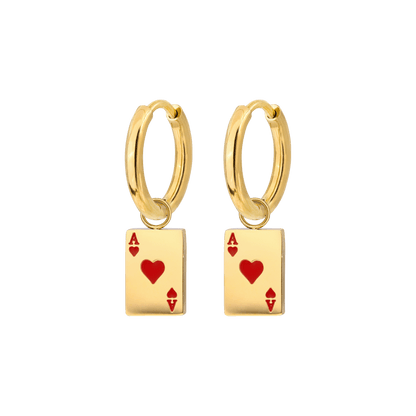 Red Ace Hoop Set Small Oro
