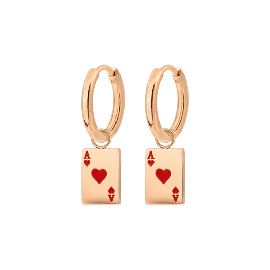 Red Ace Hoop Set Small Oro Rosa
