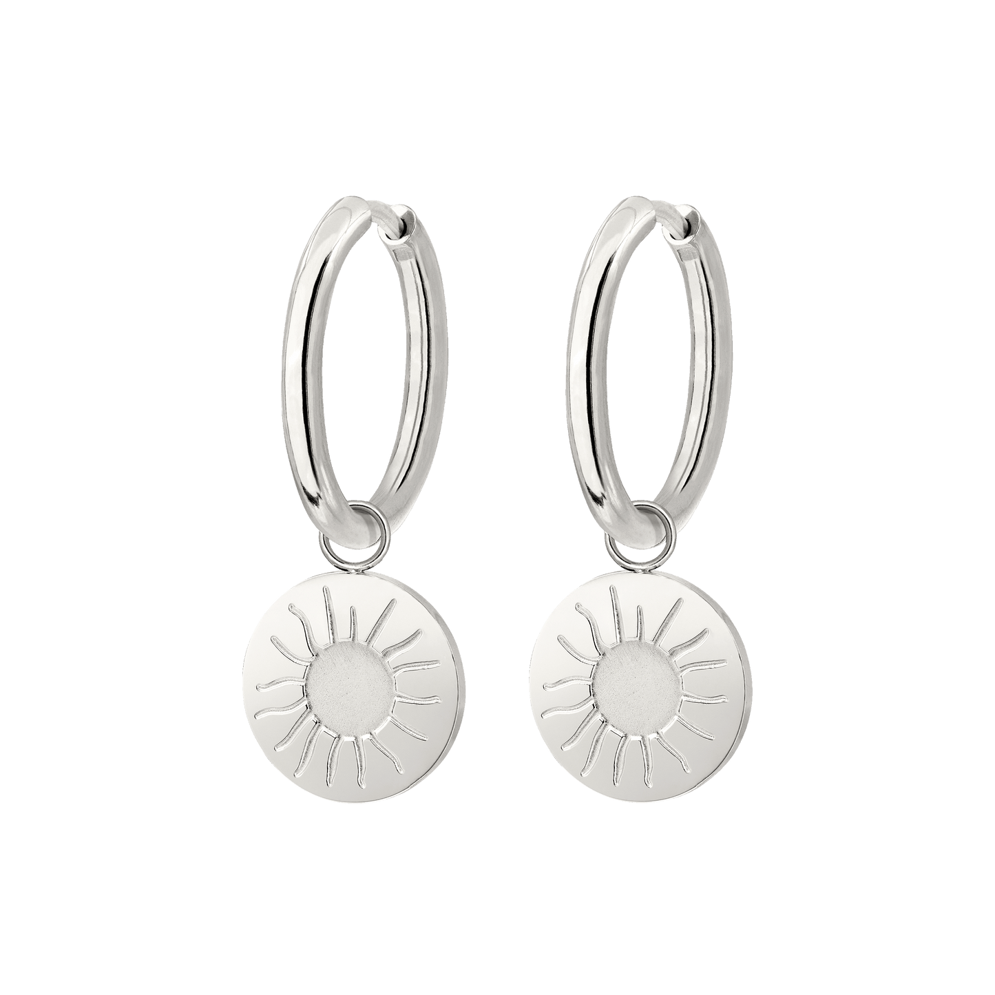Rising Sun Hoop Set Medium Argento