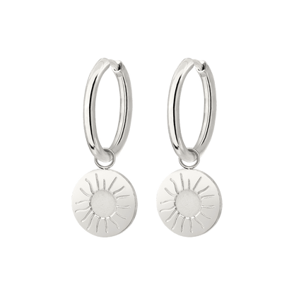 Rising Sun Hoop Set Medium Argento