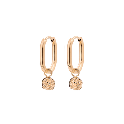 Rose Oval Hoop Set Baby Oro Rosa