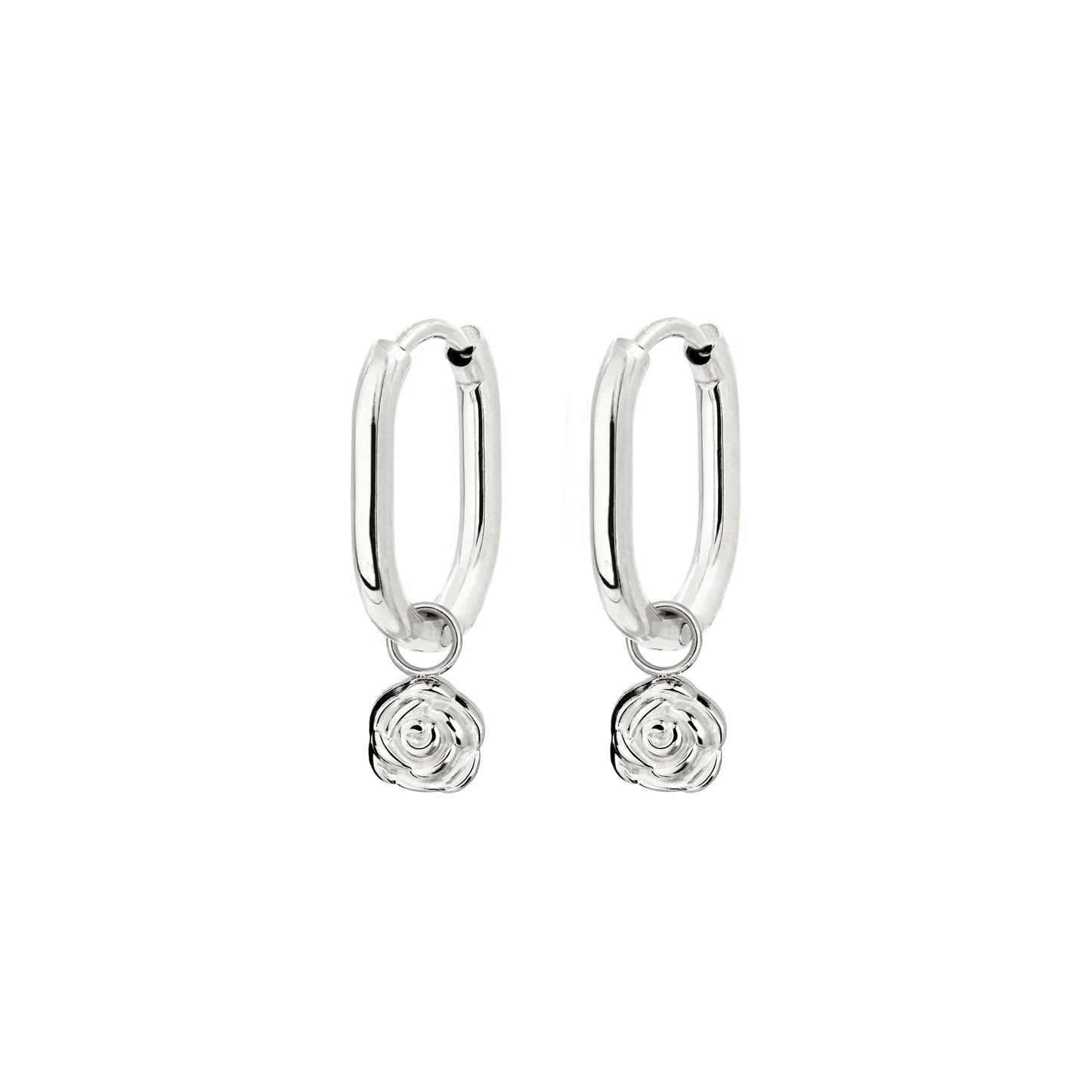 Rose Oval Hoop Set Baby Argento
