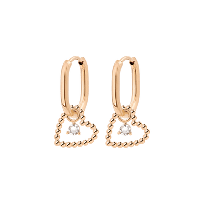 Heart of Gold Oval Hoop Set Baby Oro Rosa