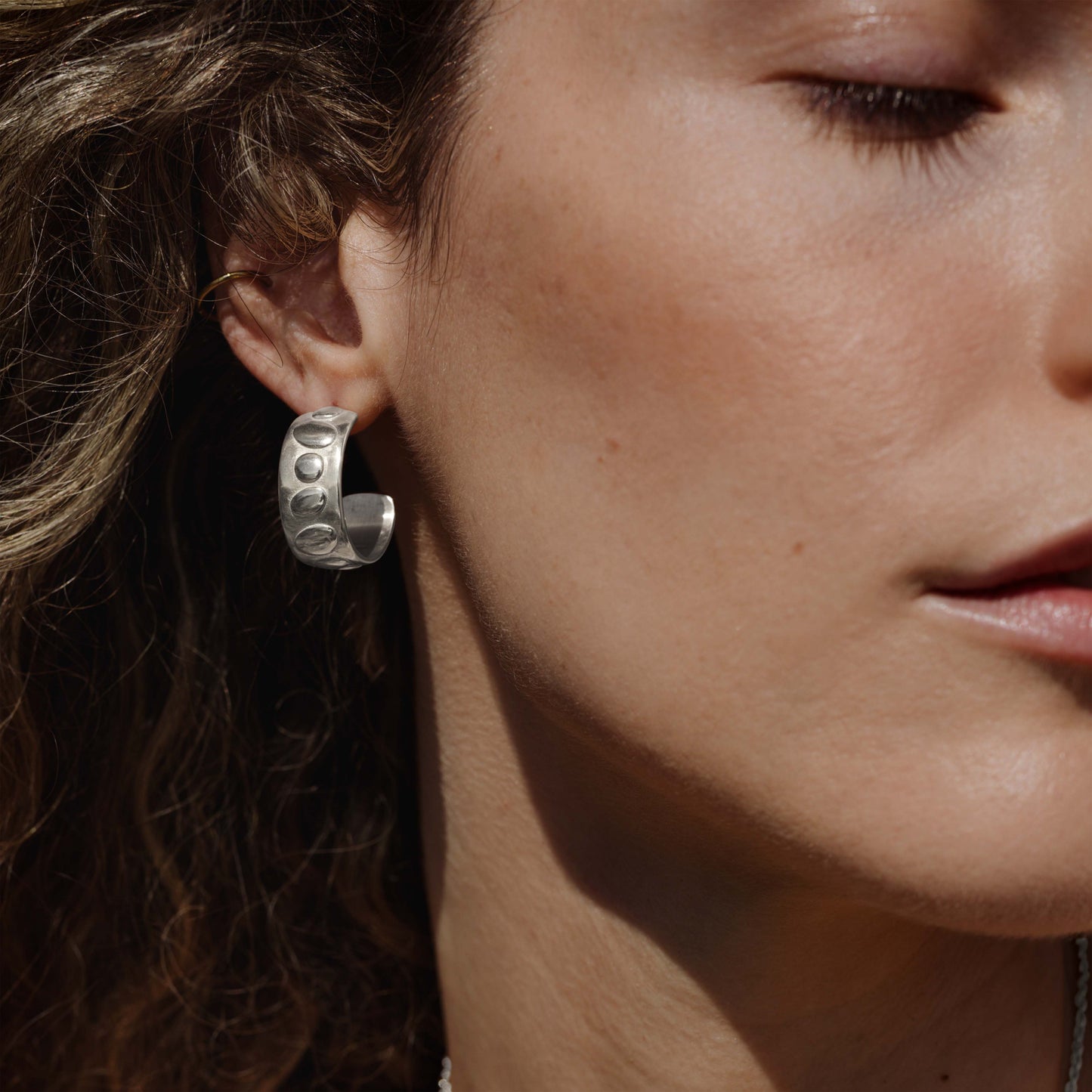 Boho Beads Hoop Studs Argento