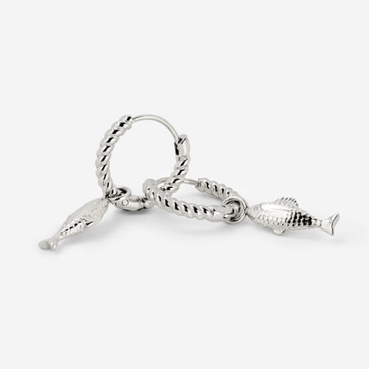 Pezito Twisted Hoop Set Small Argento