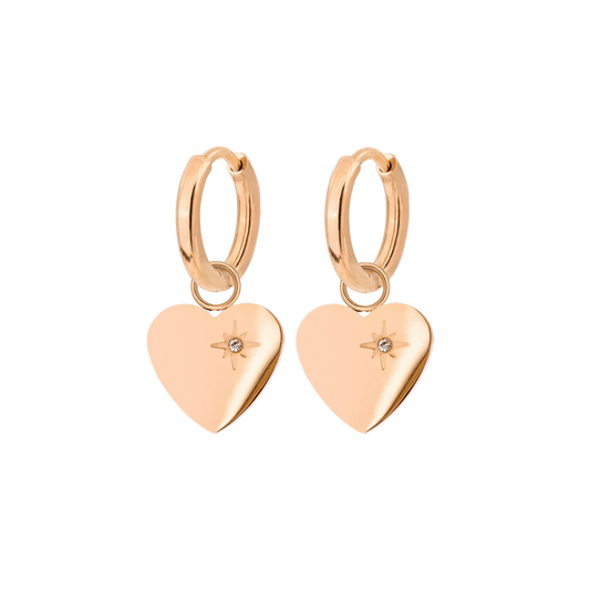 Sparkle Heart Hoop Set Baby Oro Rosa