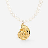 Ammonite Pearl Collana Oro