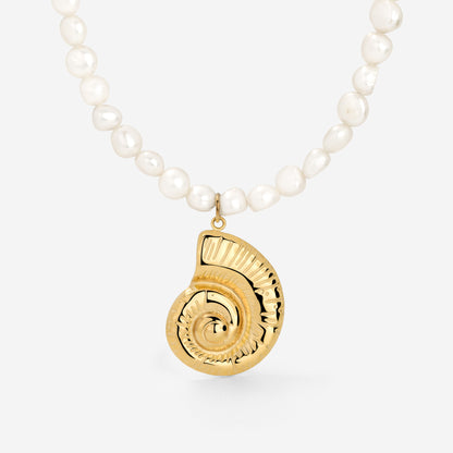 Ammonite Pearl Collana Oro