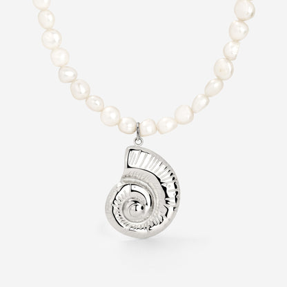 Ammonite Pearl Collana Argento