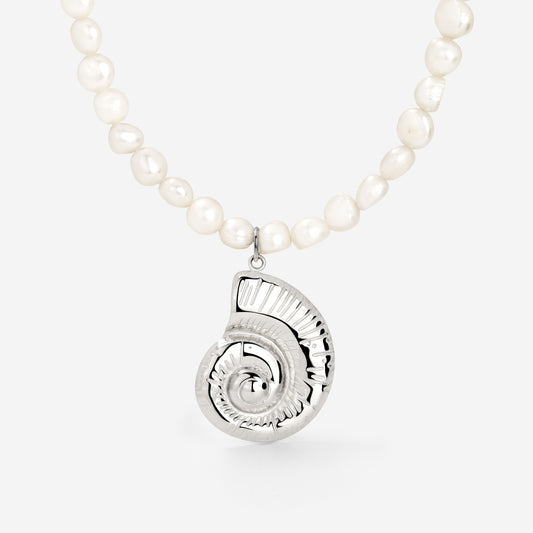 Ammonite Pearl Collana Argento