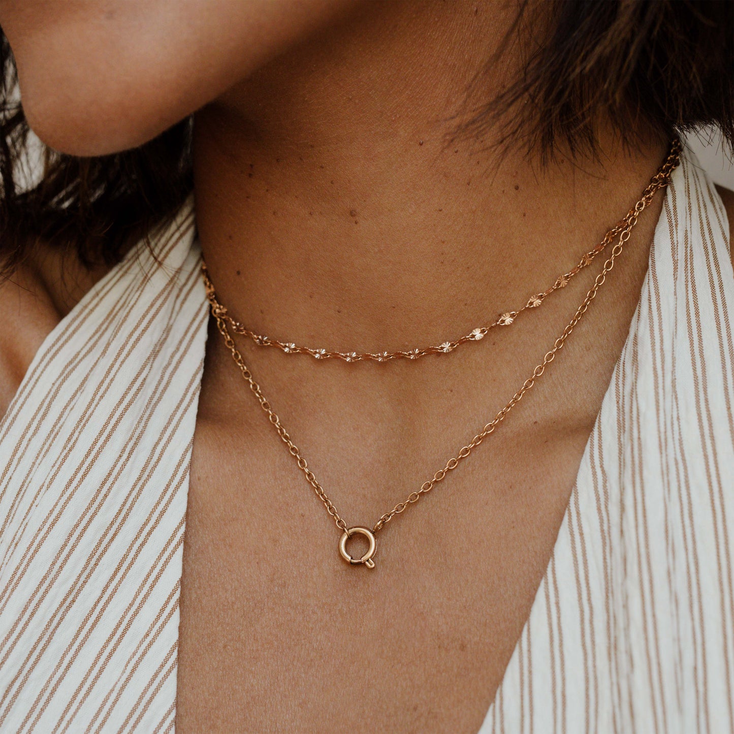 Classic Chain Charm Collana Oro Rosa