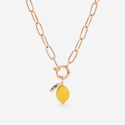 Lemony Oval Links Collana Set Oro Rosa