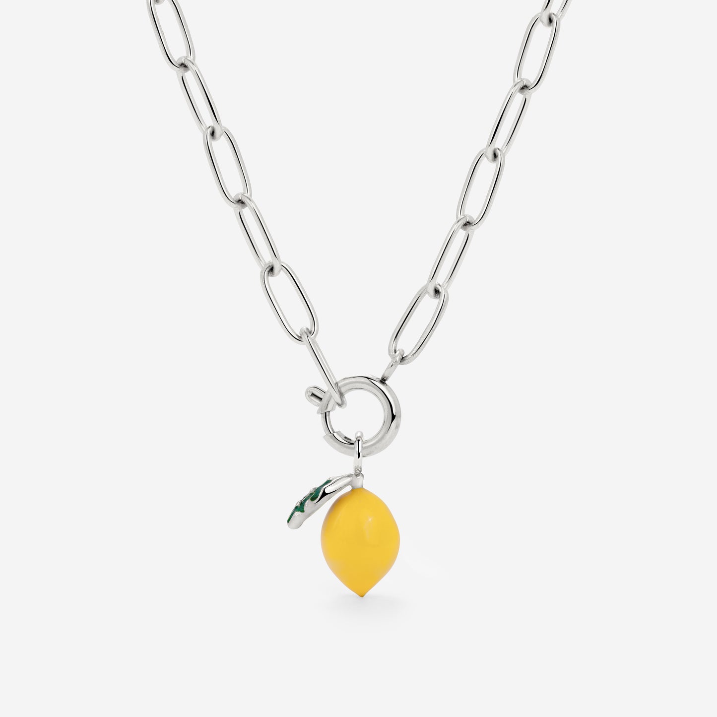 Lemony Oval Links Collana Set Argento