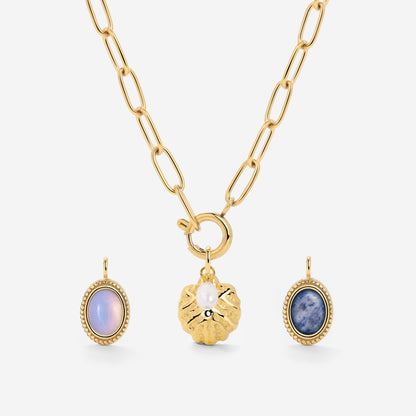 Oval Links Charm Collana Set