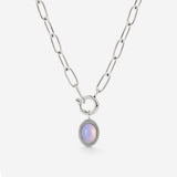 Opaline Oval Links Collana Set Argento