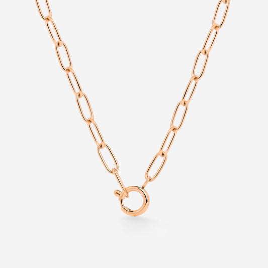 Oval Links Charm Collana Oro Rosa