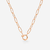 Oval Links Charm Collana Oro Rosa
