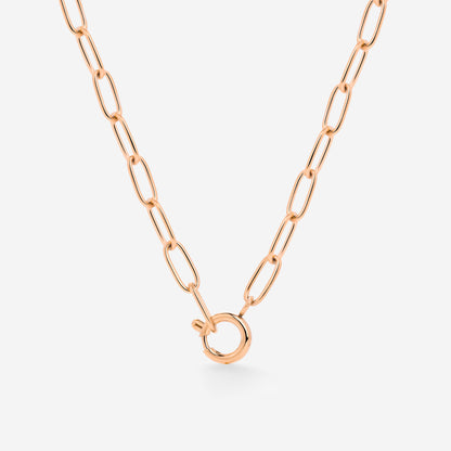 Oval Links Charm Collana Oro Rosa