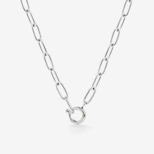 Oval Links Charm Collana Argento