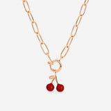 Very Cherry Oval Links Collana Set Oro Rosa