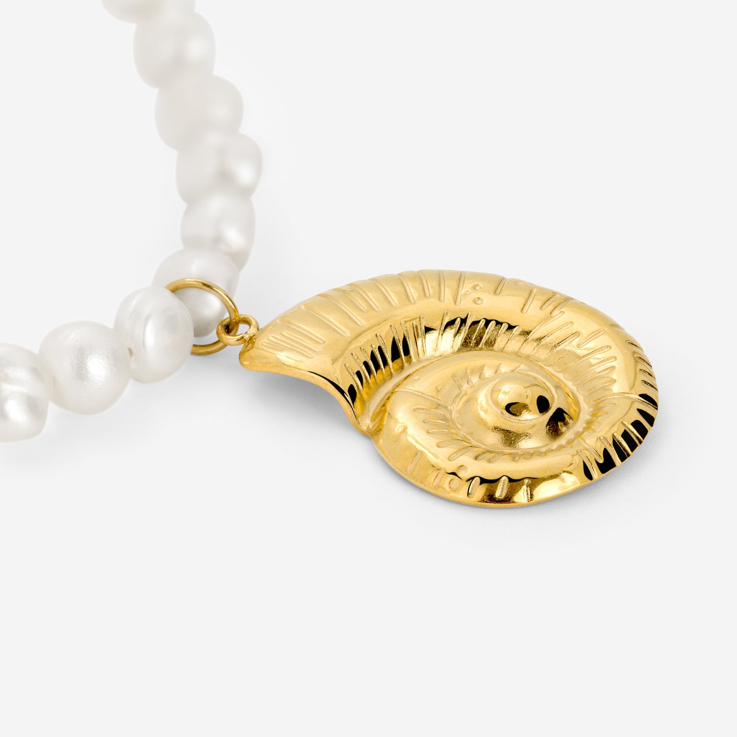 Ammonite Pearl Collana Oro