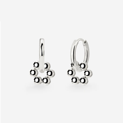 Bead Donut Hoop Set Small Argento