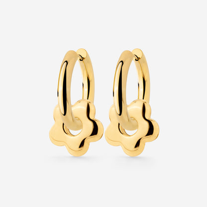Chunky Bubble Flower Hoop Set Medium Oro