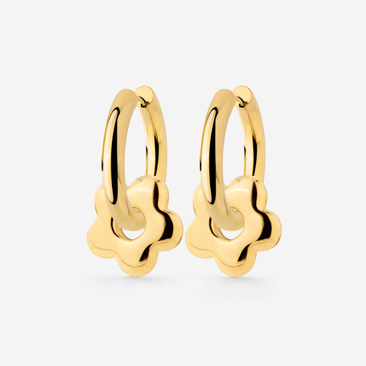Chunky Bubble Flower Hoop Set Medium Oro