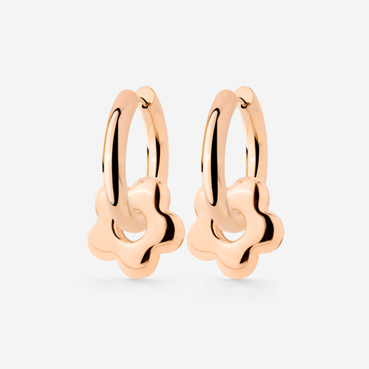 Chunky Bubble Flower Hoop Set Medium Oro Rosa
