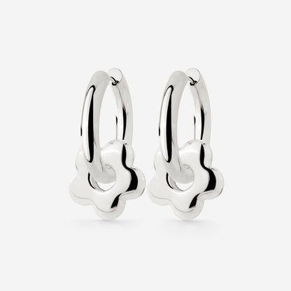 Chunky Bubble Flower Hoop Set Medium Argento