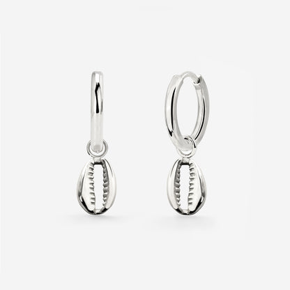 Cowrie Shell Hoop Set Small Argento