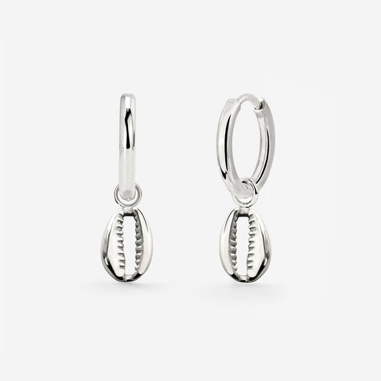 Cowrie Shell Hoop Set Small Argento