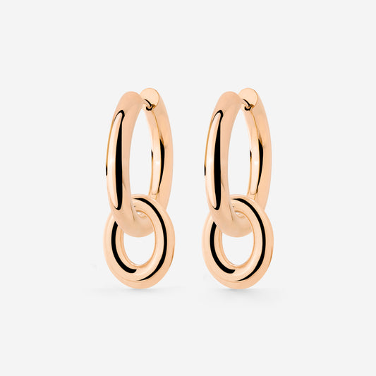 Chunky Oval Donut Hoop Set Medium Oro Rosa