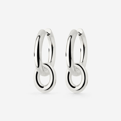 Chunky Oval Donut Hoop Set Medium Argento