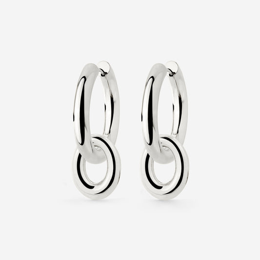 Chunky Oval Donut Hoop Set Medium Argento