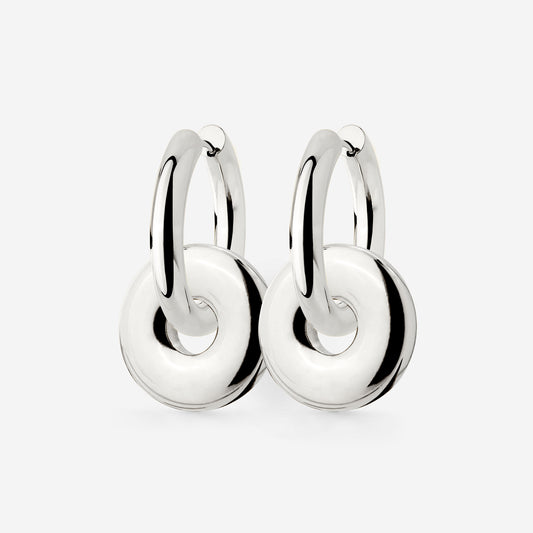 Chunky Sleek Donut Hoop Set Medium Argento