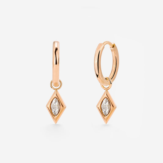 Sweet Diamond Hoop Set Small Oro Rosa